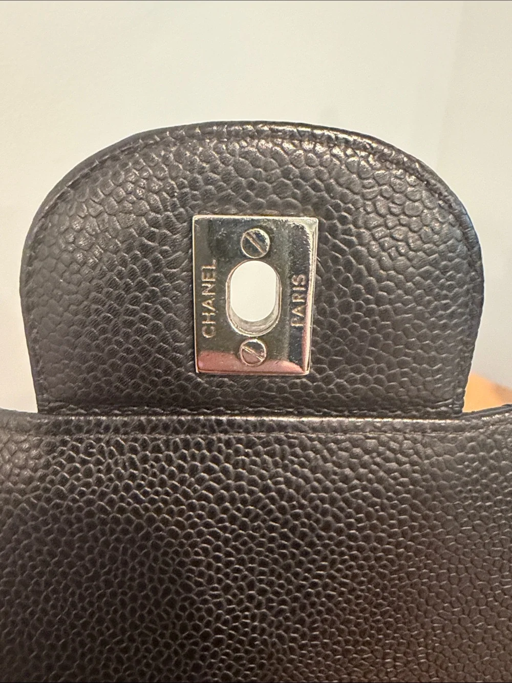 Pre-Loved CHANEL Black Caviar Leather Jumbo Single Flap with Silver Hardware